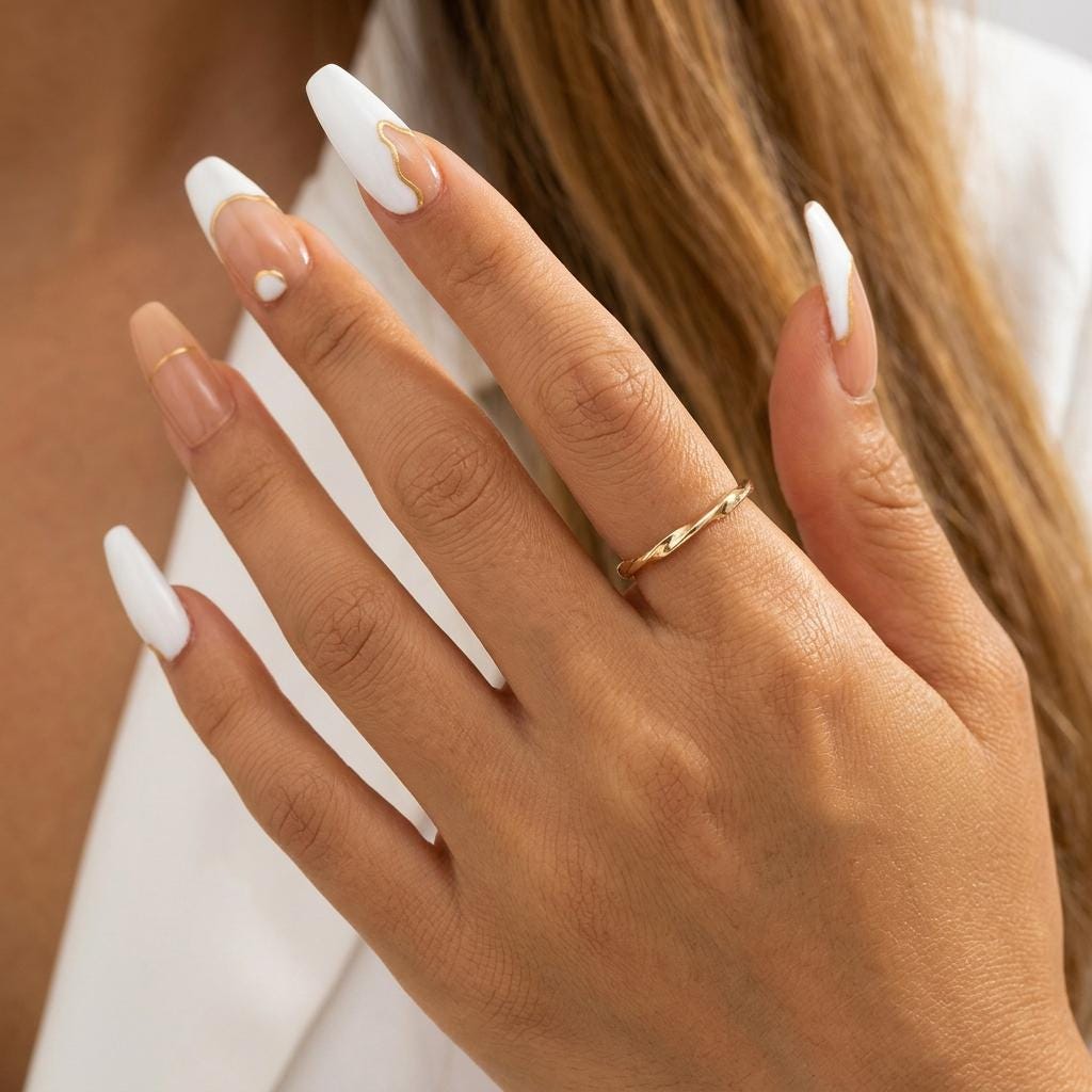14K Solid Gold Hexagon Star Ring, Moebius Twist Stacking Band