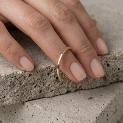 14K Solid Gold Stacking Rings Set Ultra Thin Band