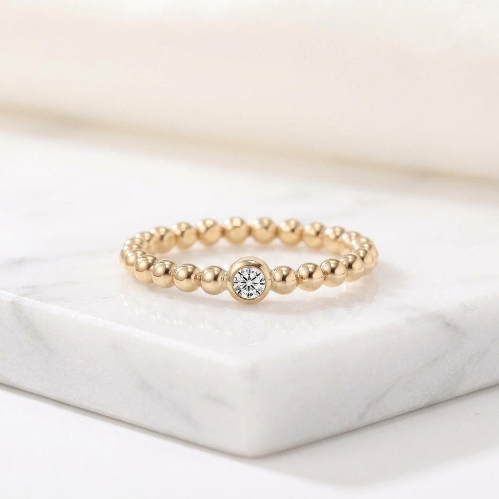 14K Solid Gold Moissanite Ring,  Engagement Ring , Diamond Alternative Wedding Band
