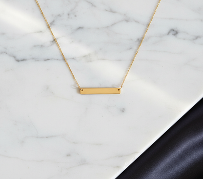 14k gold polished horizontal pendant necklace