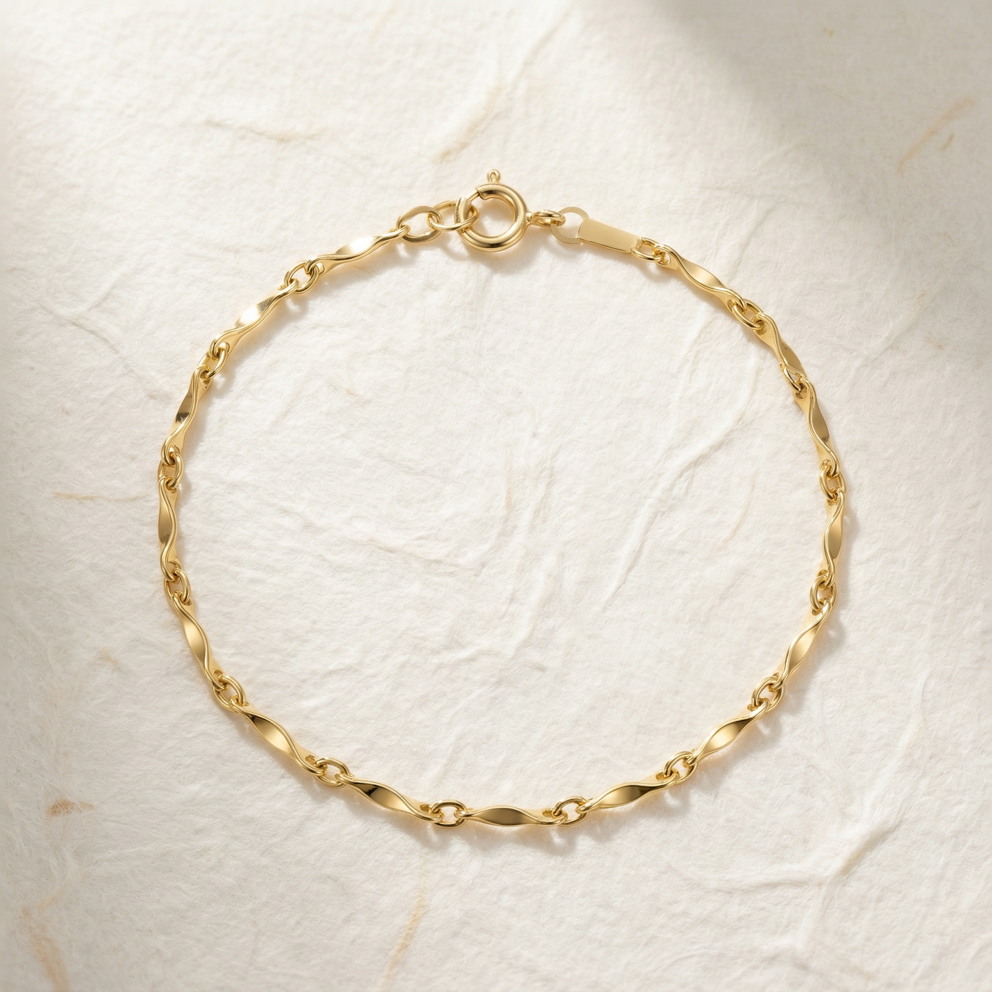 14k gold wave pattern bracelet
