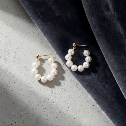 14k gold natural pearl vintage earrings