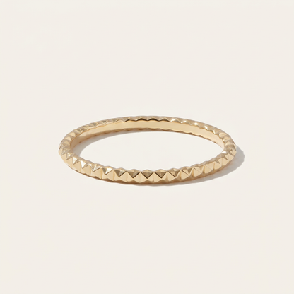 14K Solid Gold Faceted Sparkle Ring for Women