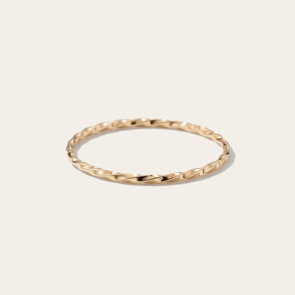 14K Solid Gold Fine Square Twisted Rope Pinky Ring