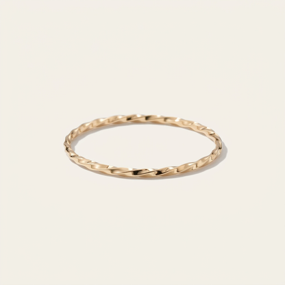 14K Solid Gold Fine Square Twisted Rope Pinky Ring