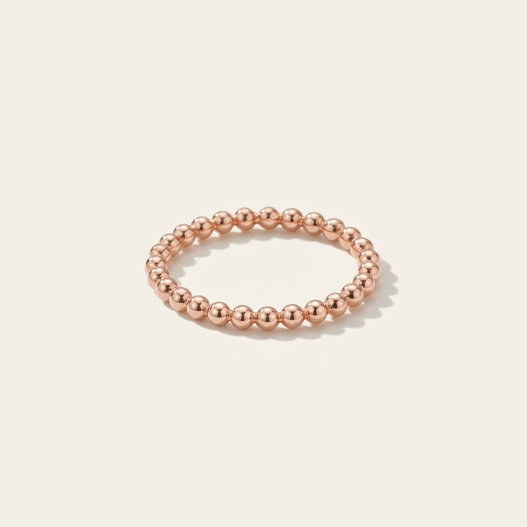 14K Solid Rose Gold 1.9 mm Solid Bead Ring Stackable Band