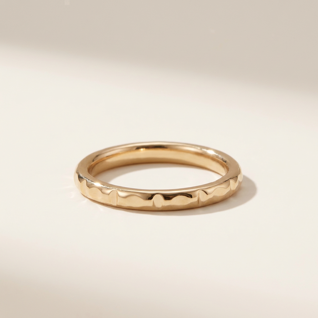 14K Solid Gold Faceted Rectangle wedding Ring