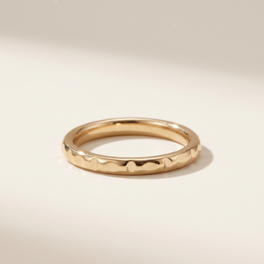 14K Solid Gold Faceted Rectangle wedding Ring