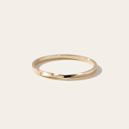 14K Solid Gold Moebius Ring, Infinity Twist Band, Pinky Ring