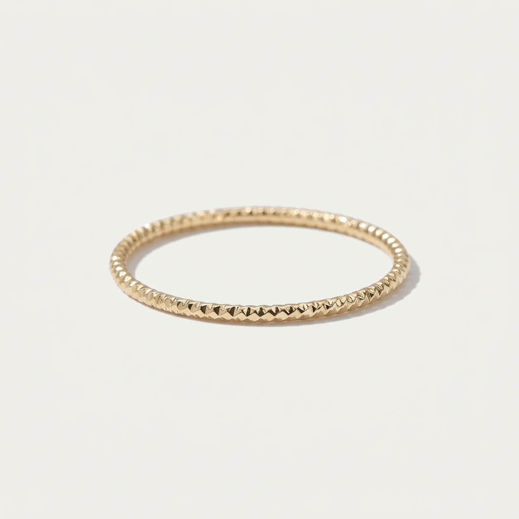 14K Solid Gold Faceted Knuckle Ring, Dainty Sparkly Ring