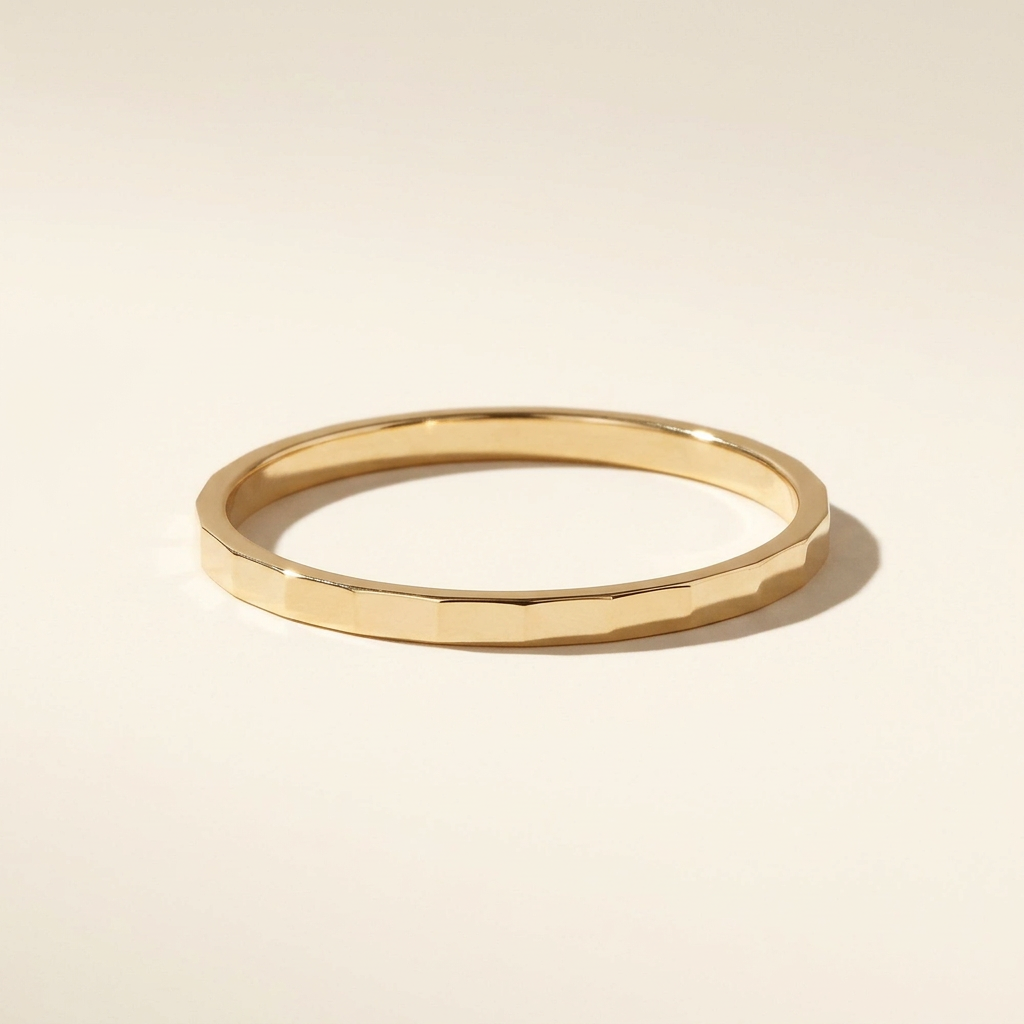 14K Solid Gold Handcrafted Checkered Facet Ring