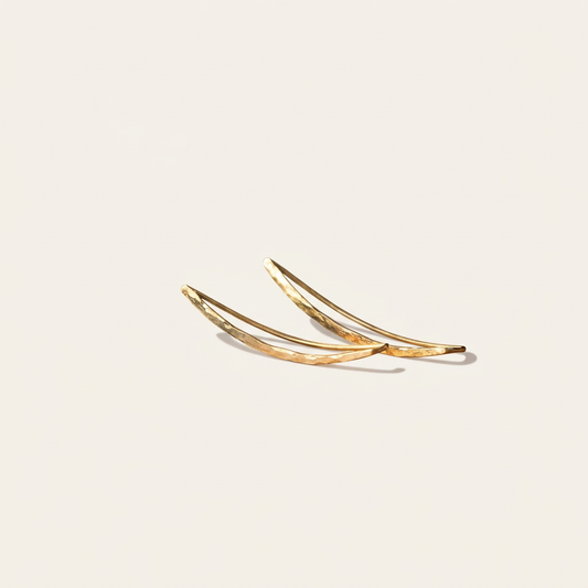 14k gold U-shaped hammered earrings