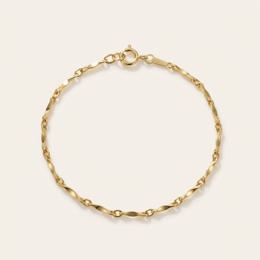 14k gold wave pattern bracelet