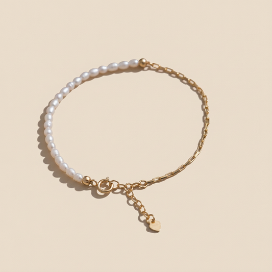 14k gold natural pearl bracelet