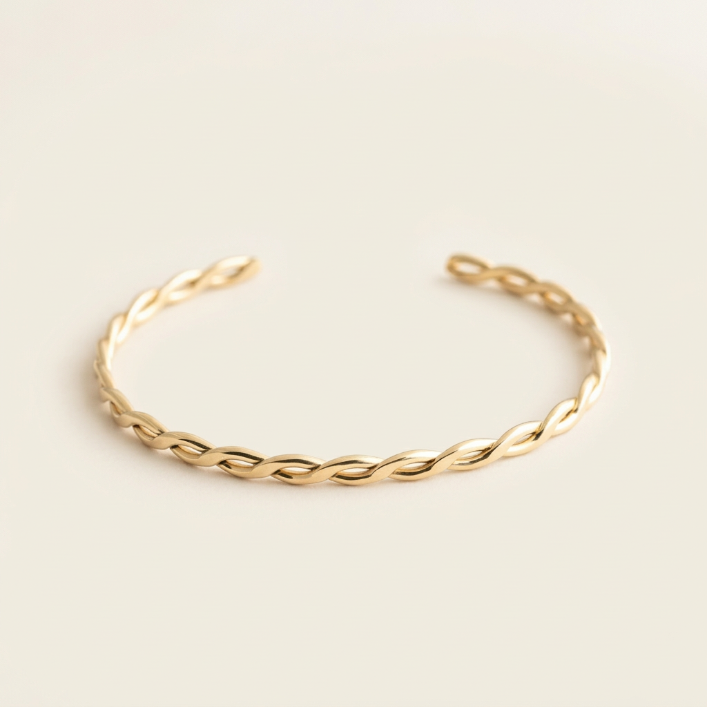 14k gold open twist bracelet