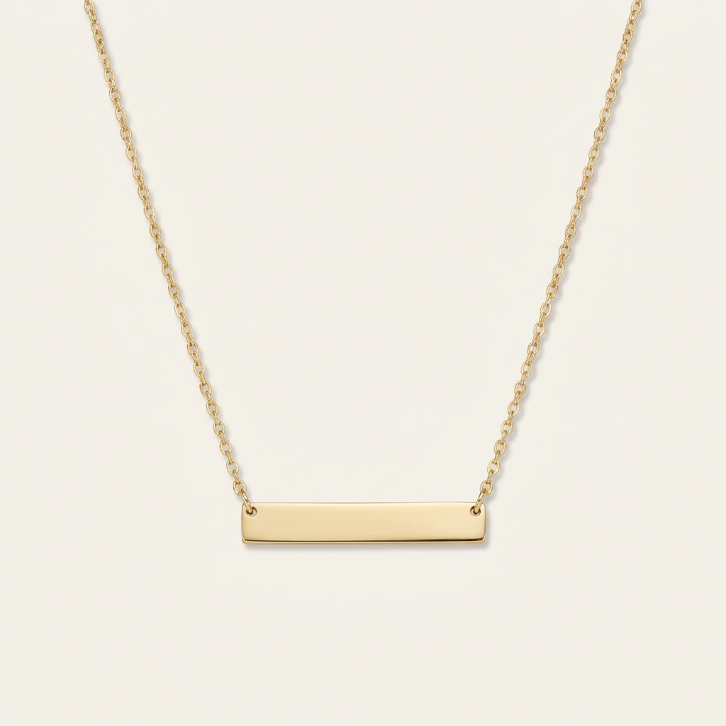 14k gold polished horizontal pendant necklace