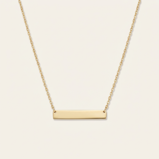 14k gold polished horizontal pendant necklace
