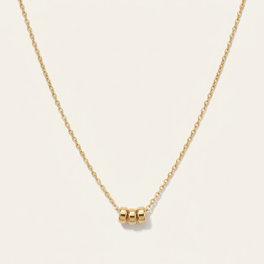 14K Gold Three Bead Necklace