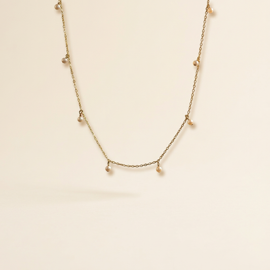 14K Gold Natural Pearl Tassel Necklace