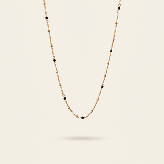14K Gold Black Spinel Necklace