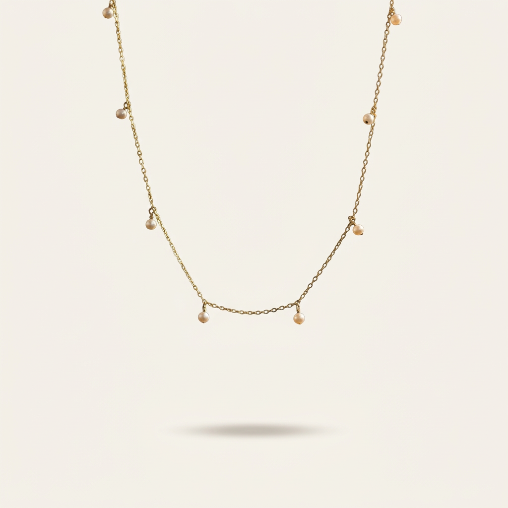 14K Gold Natural Pearl Tassel Necklace