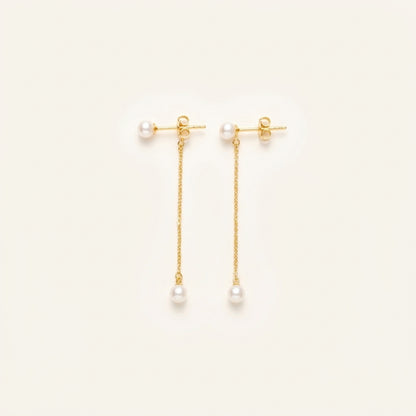 14k Gold Dainty Pearl Drop Earrings