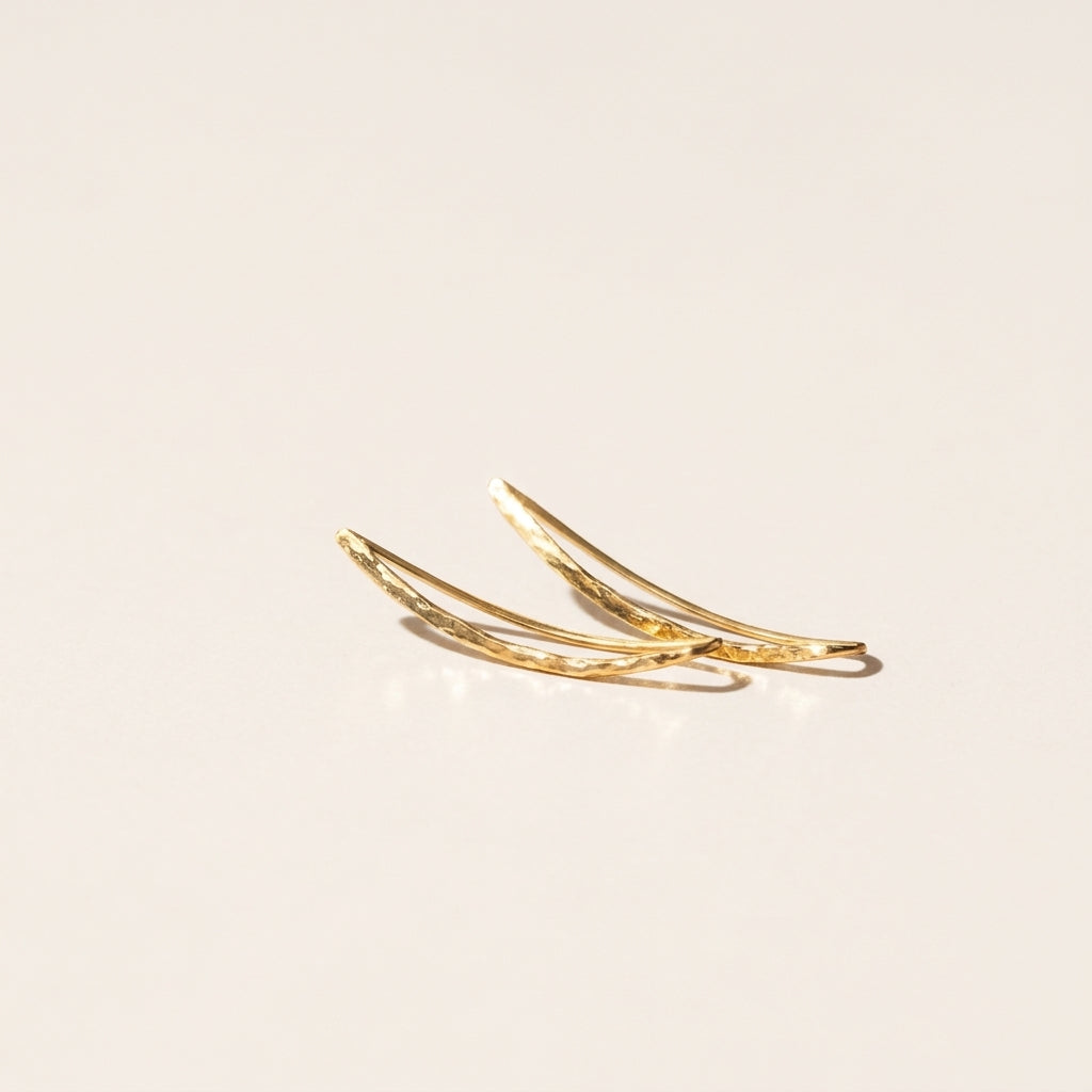 14k gold U-shaped hammered earrings