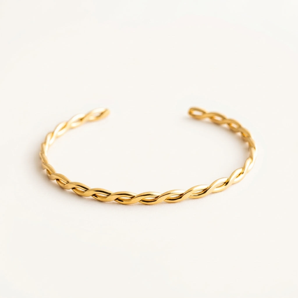 14k gold open twist bracelet