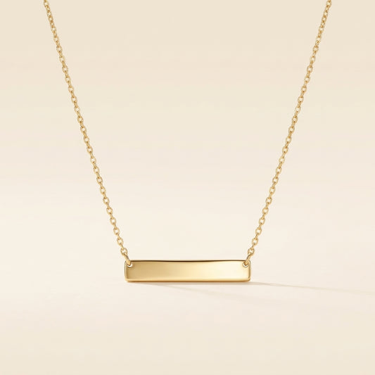 14k gold polished horizontal pendant necklace