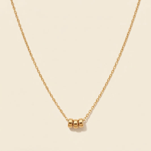 14K Gold Three Bead Necklace