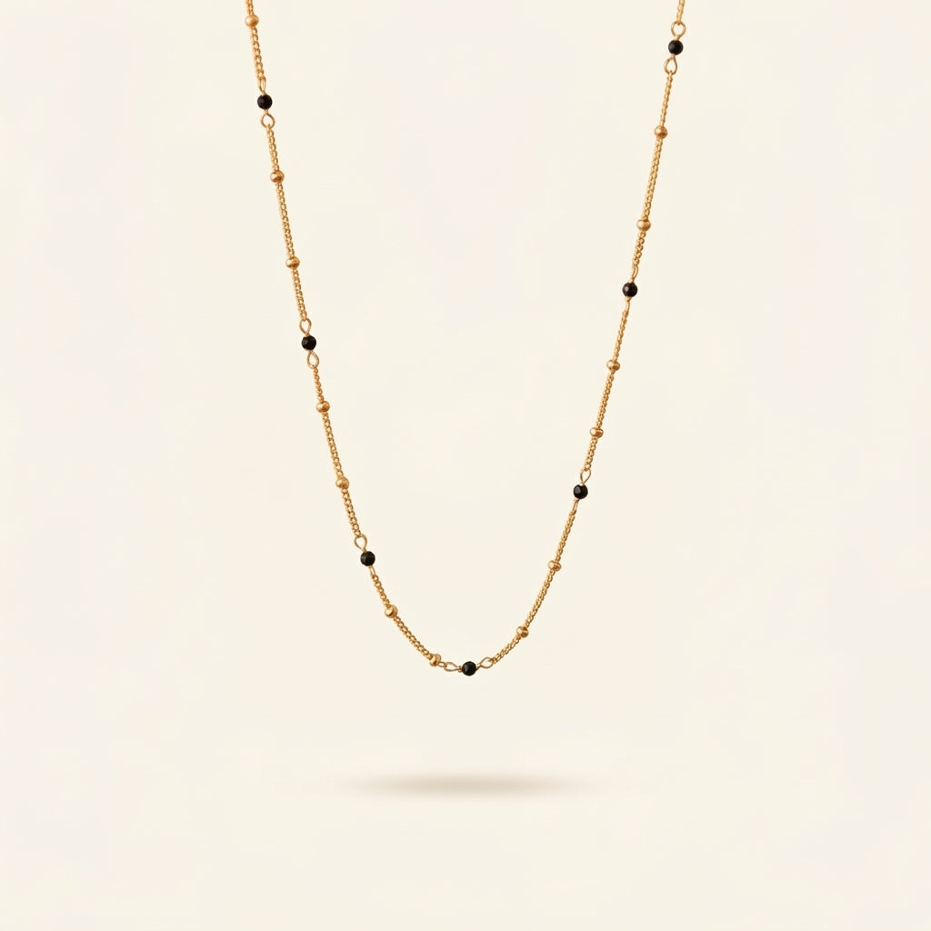 14K Gold Black Spinel Necklace