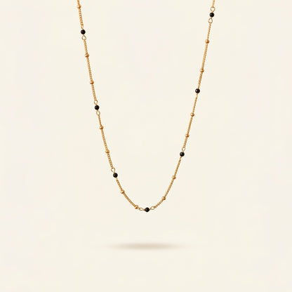 14K Gold Black Spinel Necklace