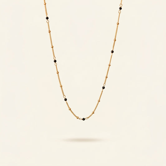 14K Gold Black Spinel Necklace