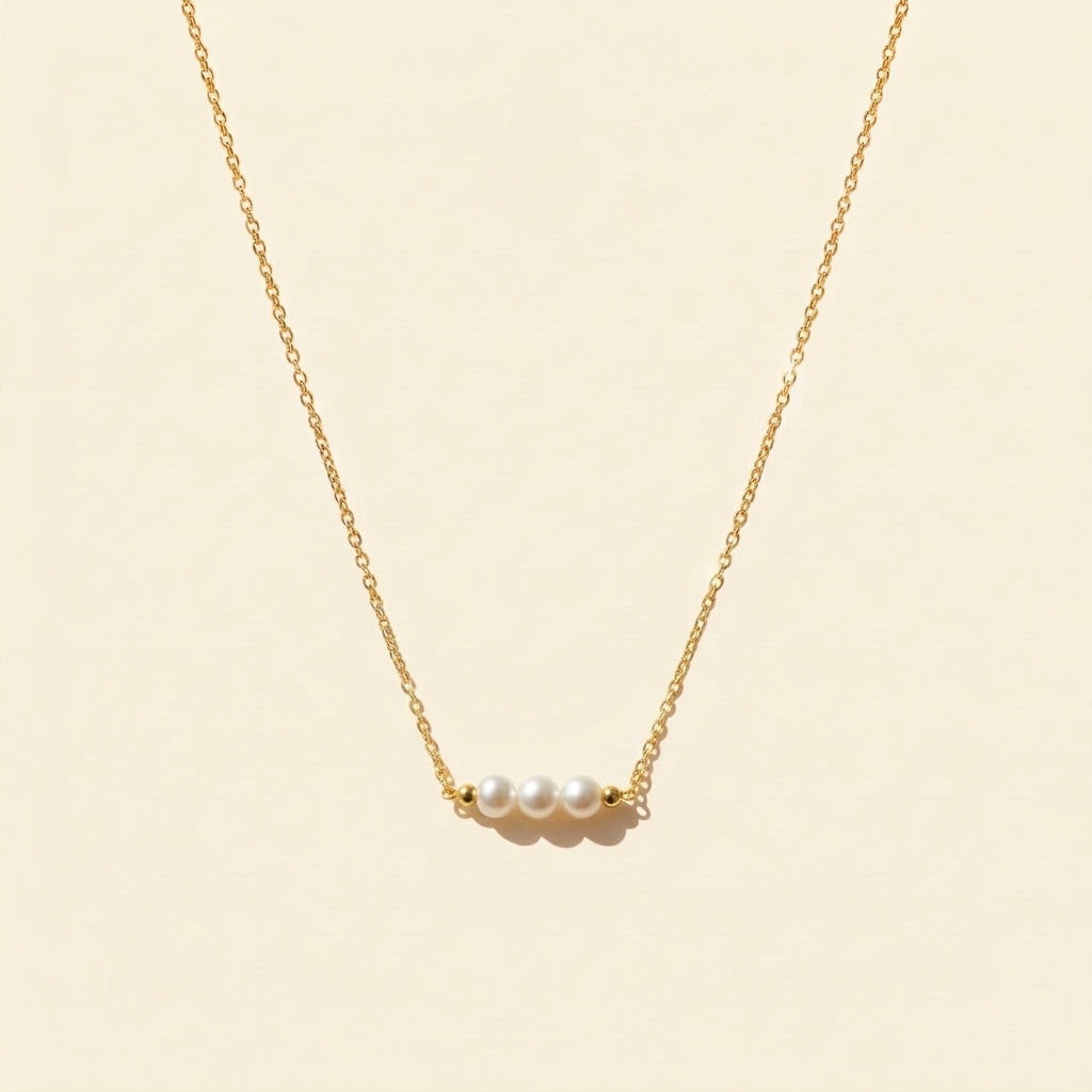 14K Gold Natural Pearl Smile Necklace