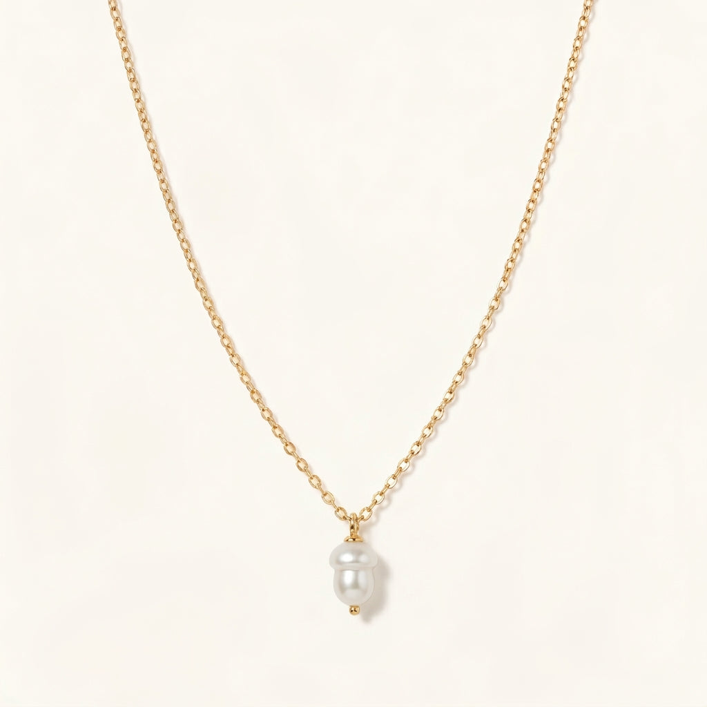 14K Gold Natural Pearl Organic Nugget Necklace Factory Direct