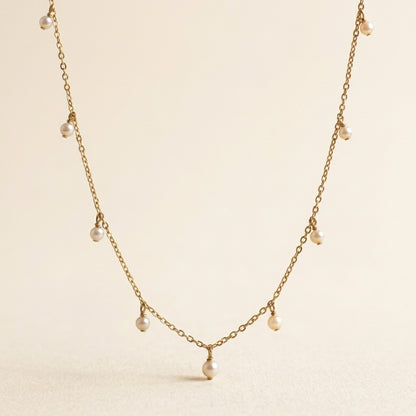 14K Gold Natural Pearl Tassel Necklace