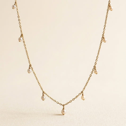 14K Gold Natural Pearl Tassel Necklace