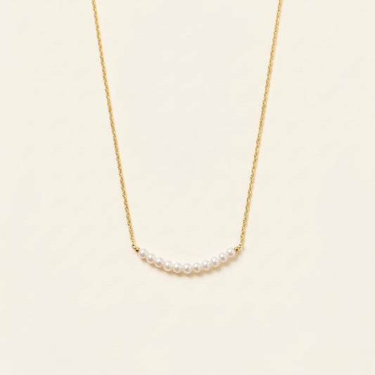 14K Gold Natural Pearl Arc Necklace