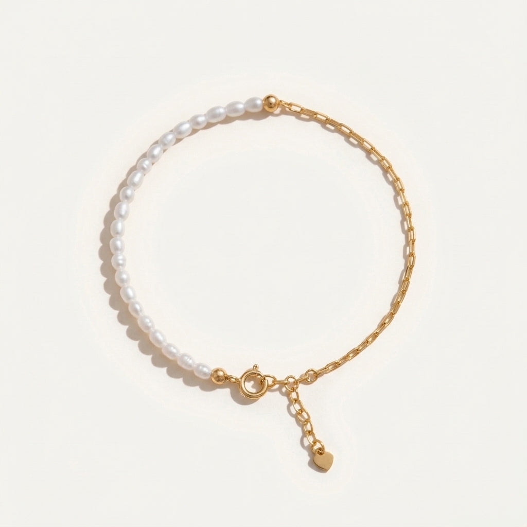 14k gold natural pearl bracelet
