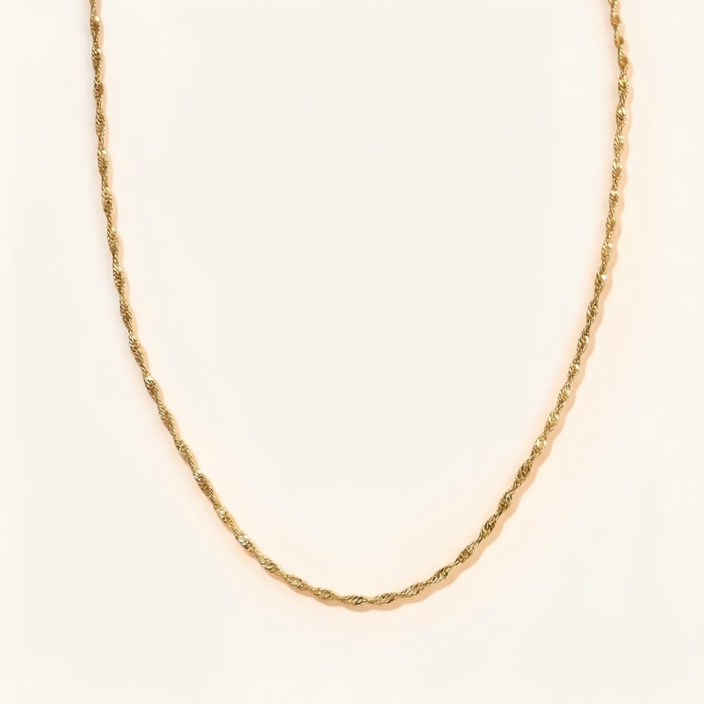 14K Gold Water Wave Ripple Necklace