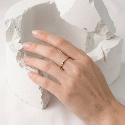 14K Solid Gold Stacking Rings Set Ultra Thin Band