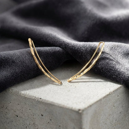 14k gold U-shaped hammered earrings
