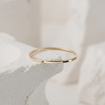 14K Solid Gold Stacking Rings Set Ultra Thin Band